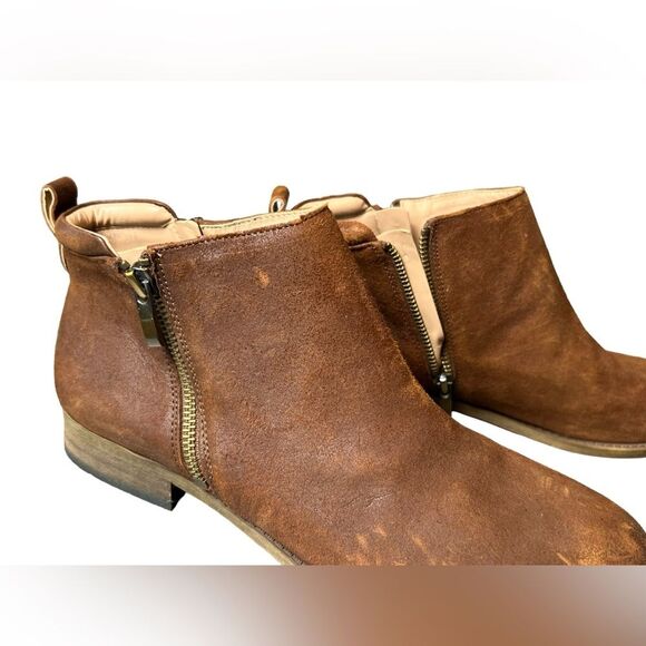 Franco Sarto Keegan Oiled Distressed Leather Ankle Booties Chestnut Brown SZ‎ 10 - Picture 6 of 8